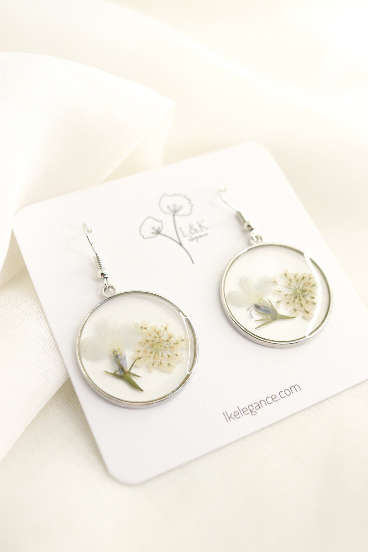 Forget Me Not Earrings Real Pressed Flower Earrings, Botanical Clear Resin Wildflower Silver Earring, Perfect Gift For Her