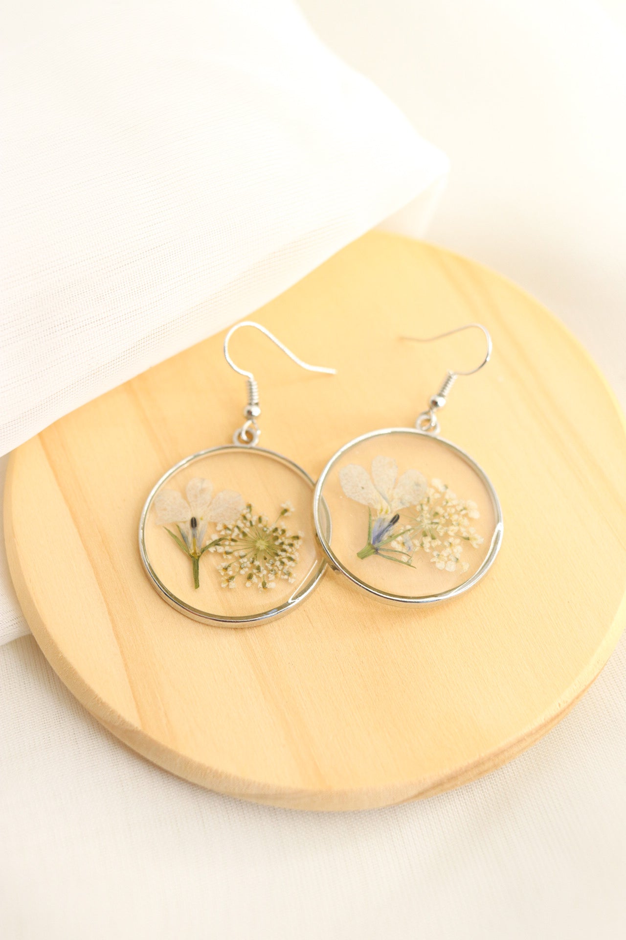 Forget Me Not Earrings Real Pressed Flower Earrings, Botanical Clear Resin Wildflower Silver Earring, Perfect Gift For Her