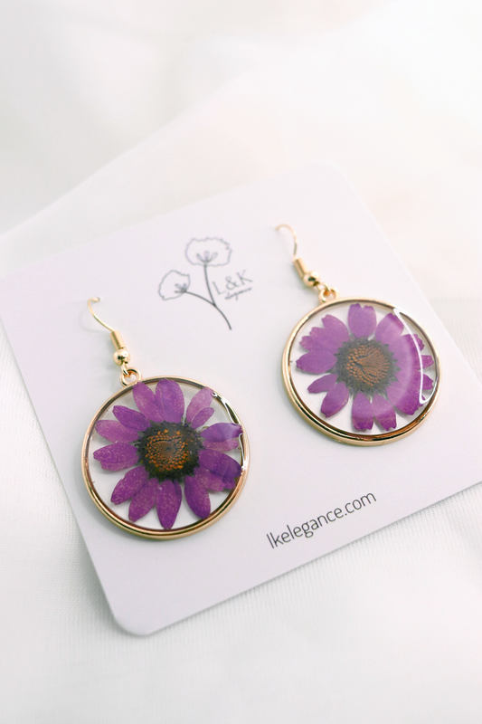 Purple Daisy Earrings