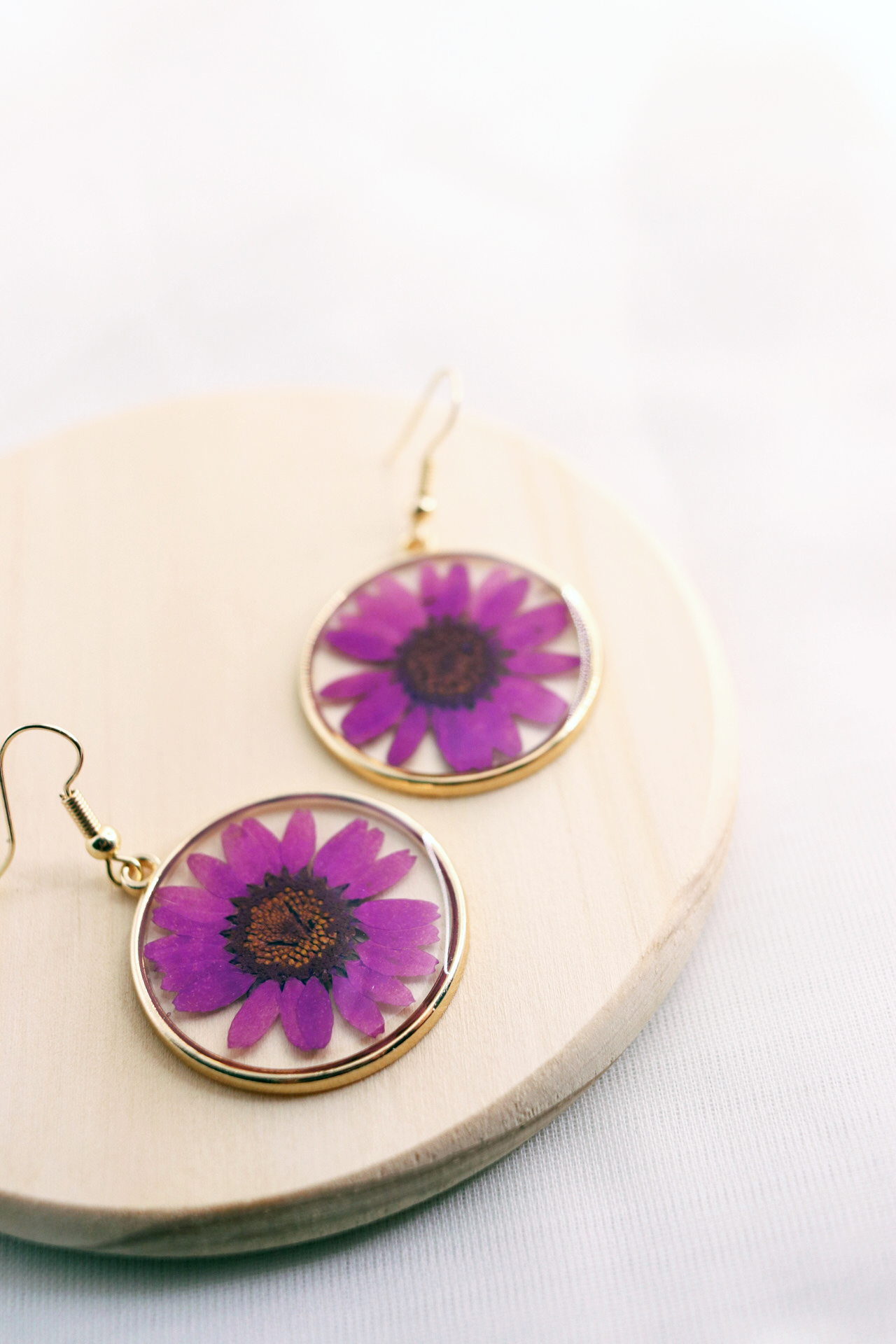 Purple Daisy Earrings