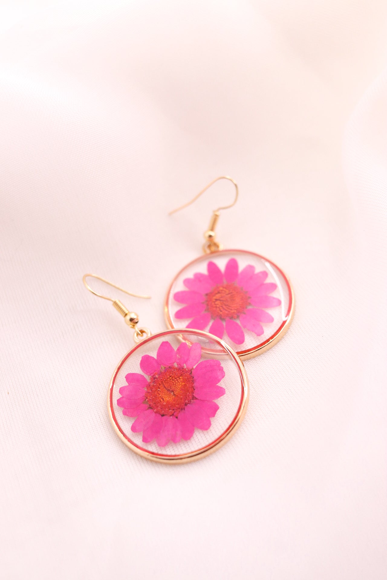 Hot Pink Daisy Earrings