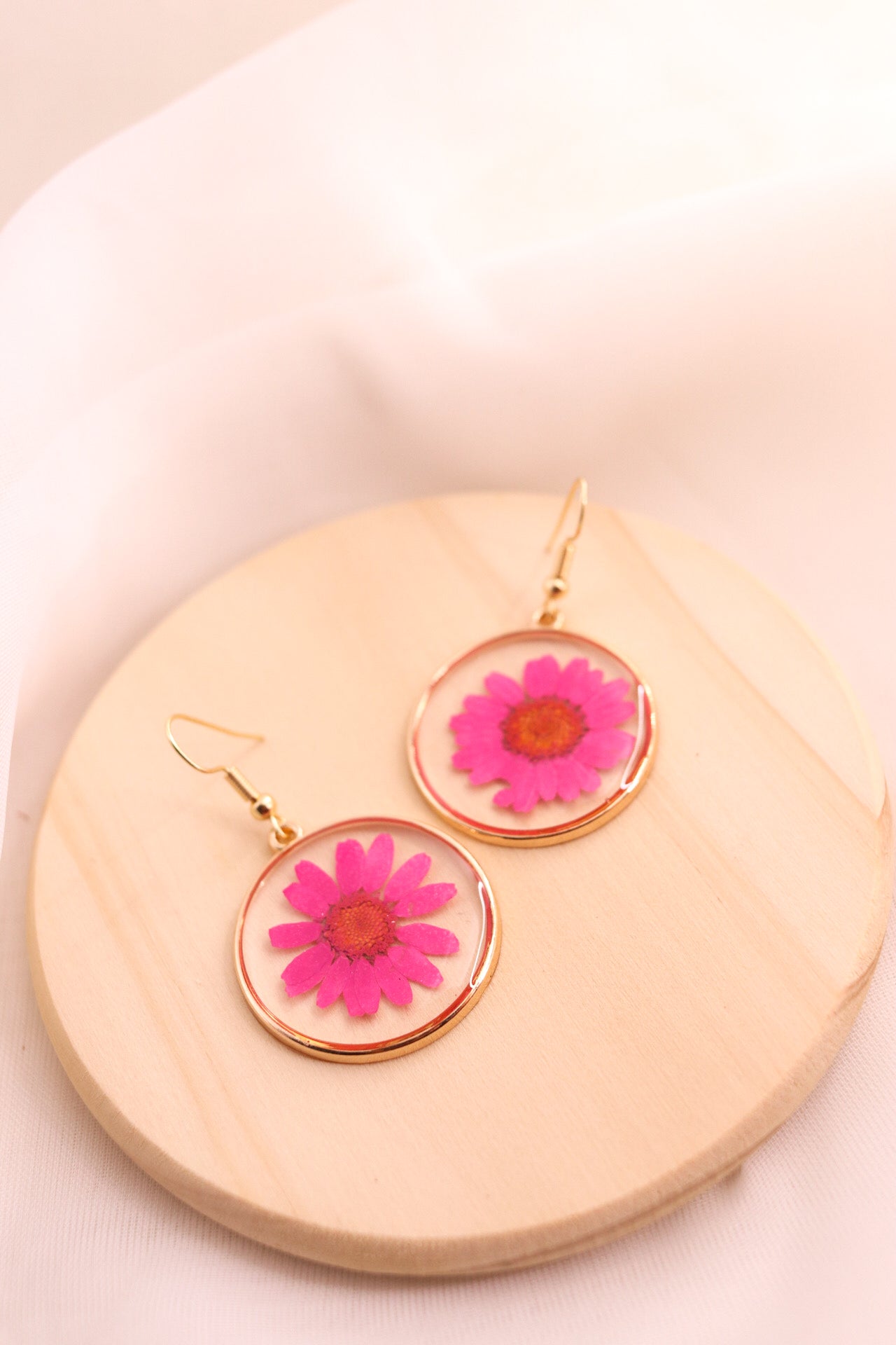 Hot Pink Daisy Earrings