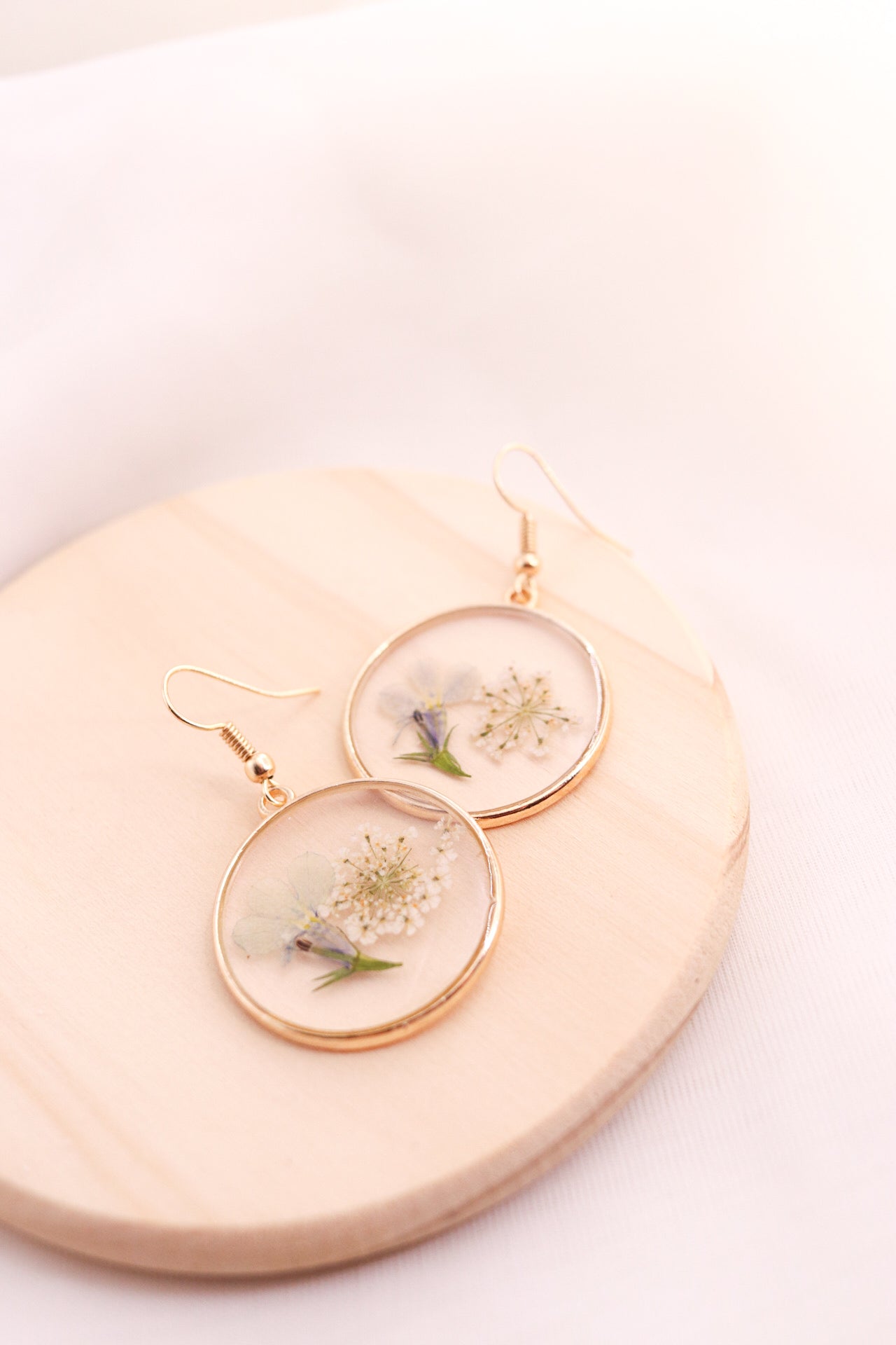 Forget Me Not Earrings Real Pressed Flower Earrings, Botanical Clear Resin Wildflower Earring, Perfect Gift For Her