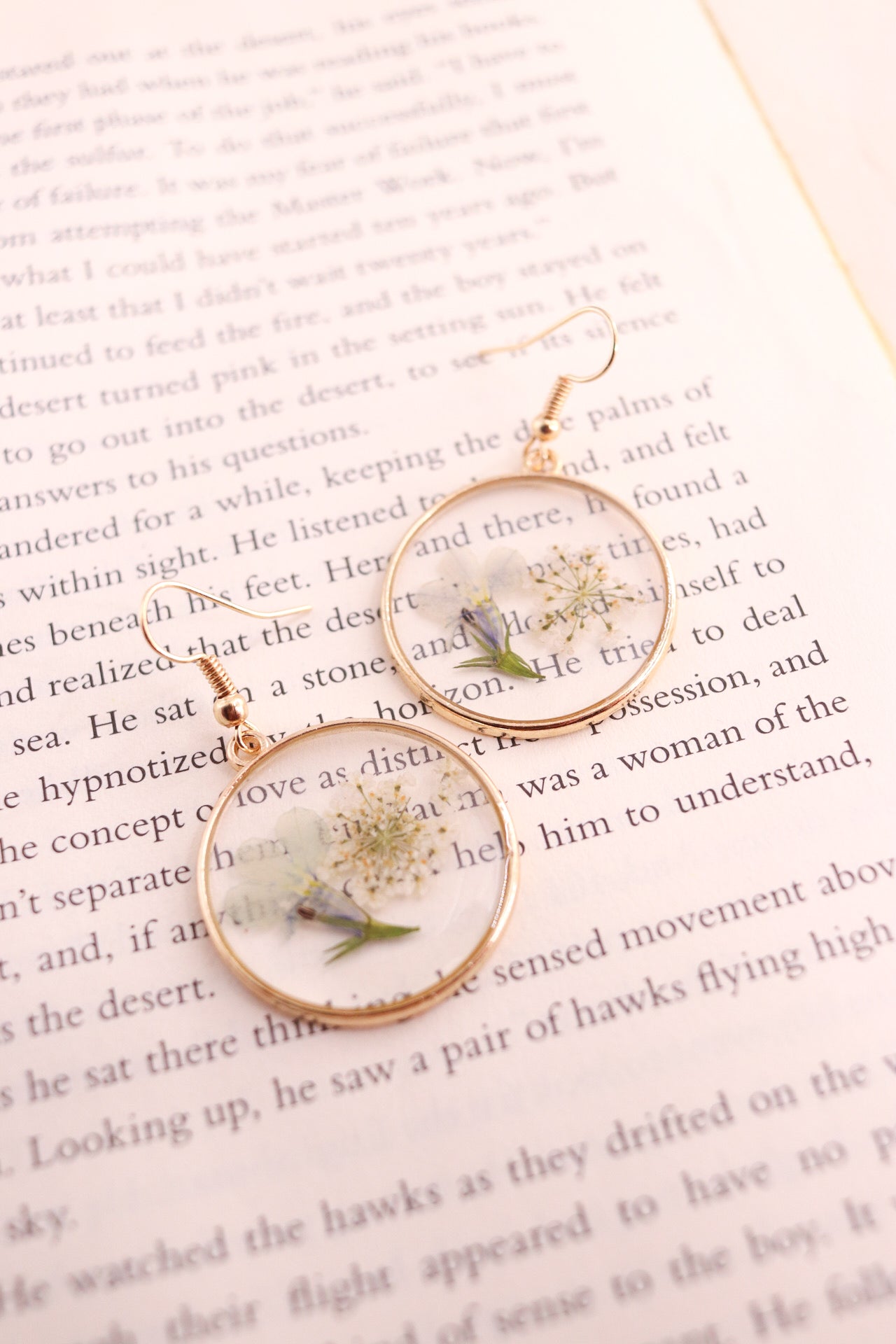 Forget Me Not Earrings Real Pressed Flower Earrings, Botanical Clear Resin Wildflower Earring, Perfect Gift For Her