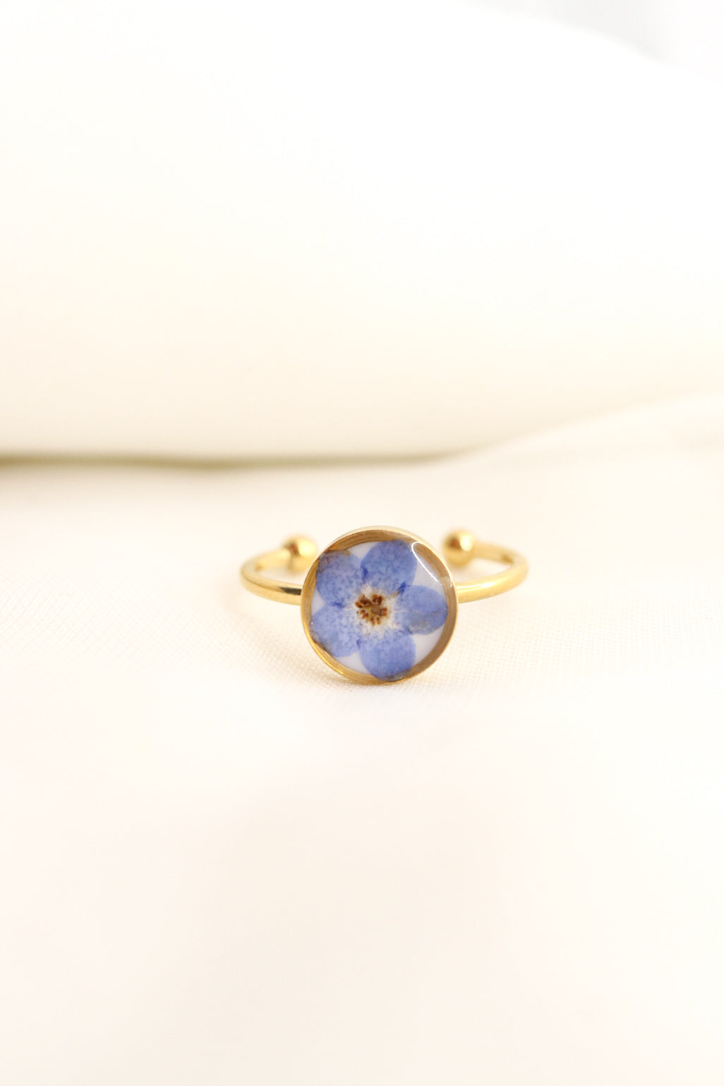 Forget Me Not Wildflower Resin Ring, Adjustable Blue Pressed Flower Ring, Blue Blossom Botanical Ring Christmas Gift For Her Copy