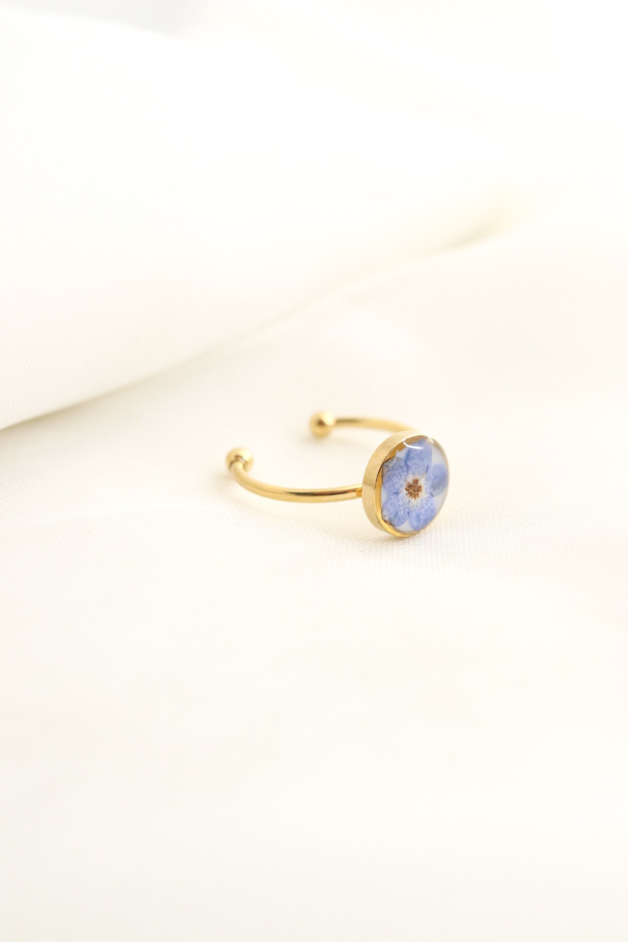 Forget Me Not Wildflower Resin Ring, Adjustable Blue Pressed Flower Ring, Blue Blossom Botanical Ring Christmas Gift For Her Copy