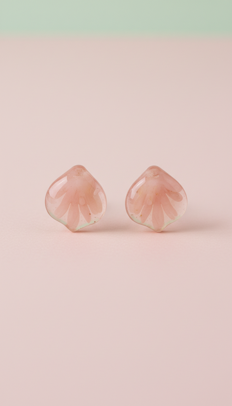 Blush Petal Resin Stud Earrings