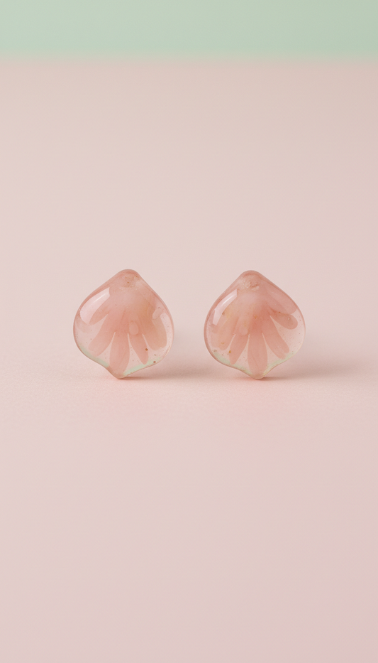 Blush Petal Resin Stud Earrings