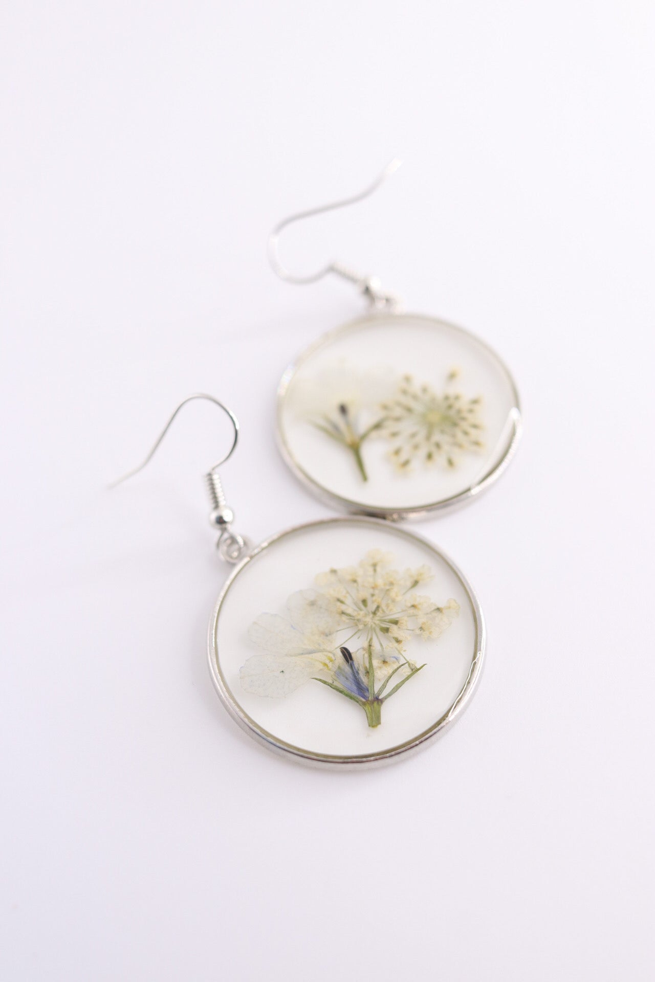 Forget Me Not Earrings Real Pressed Flower Earrings, Botanical Clear Resin Wildflower Silver Earring, Perfect Gift For Her