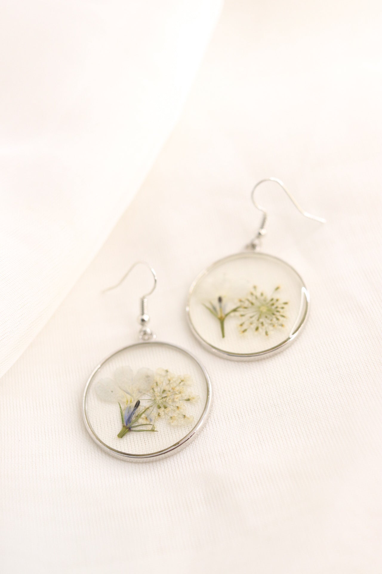 Forget Me Not Earrings Real Pressed Flower Earrings, Botanical Clear Resin Wildflower Silver Earring, Perfect Gift For Her