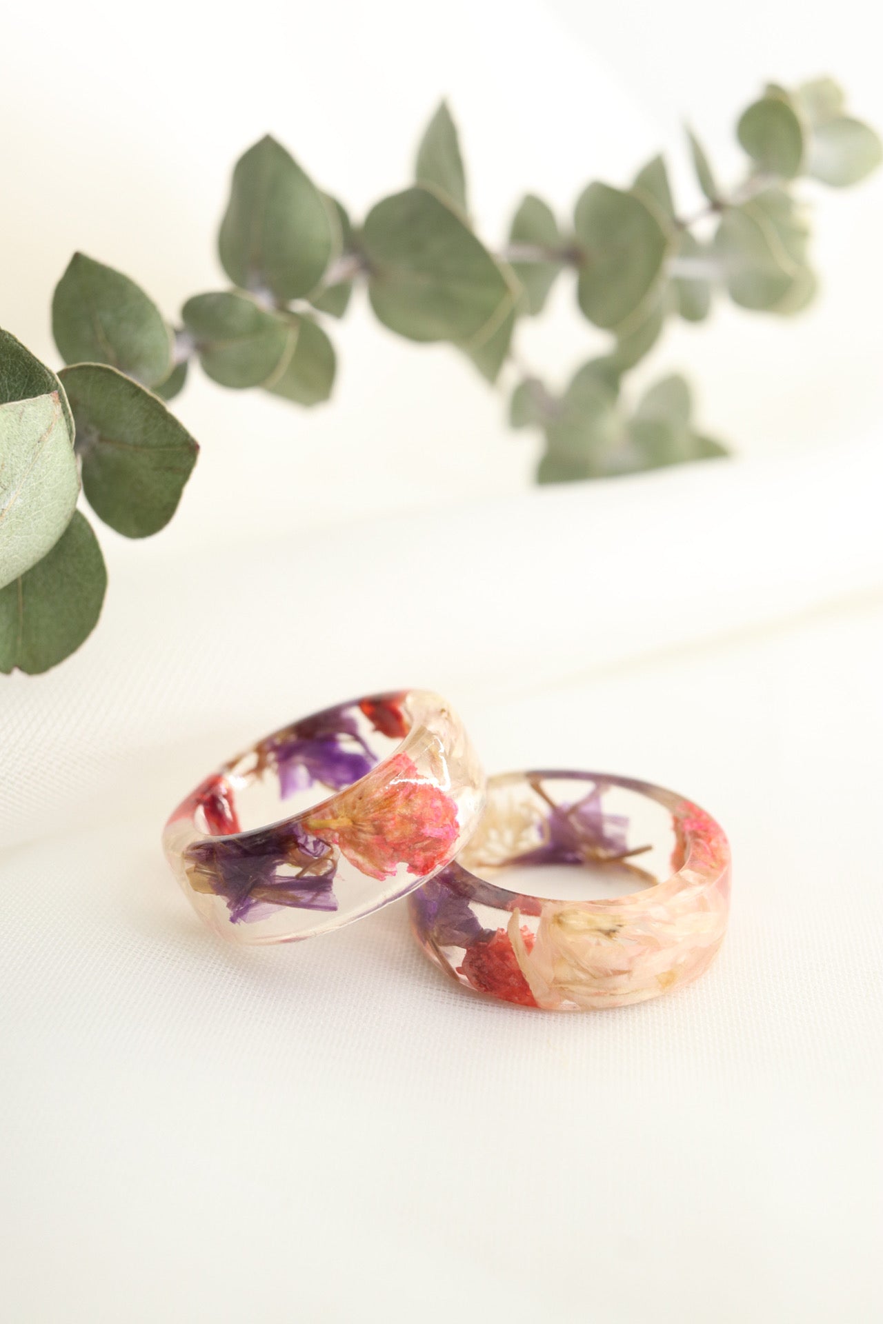 Mixed Wildflower Resin Ring, Botanical Real Flower Nature Ring, One Size US 6