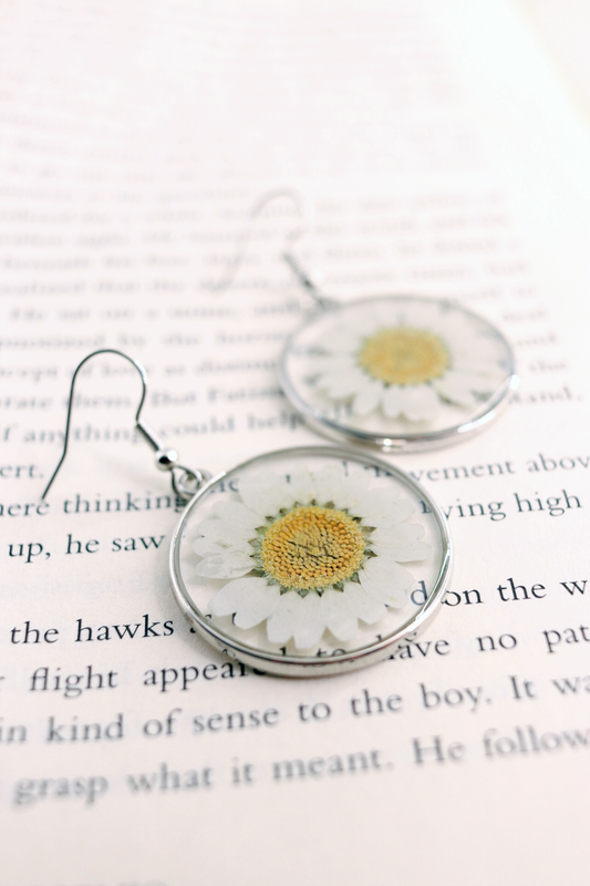 White  Daisy Earrings