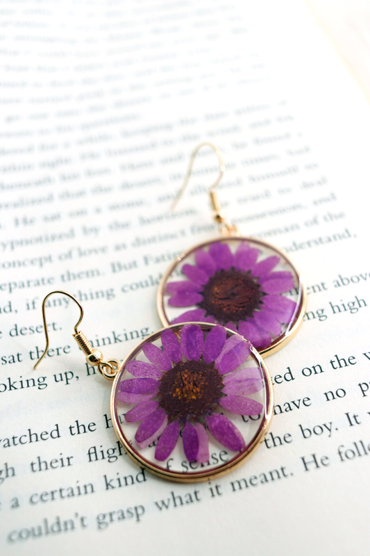 Purple Daisy Earrings