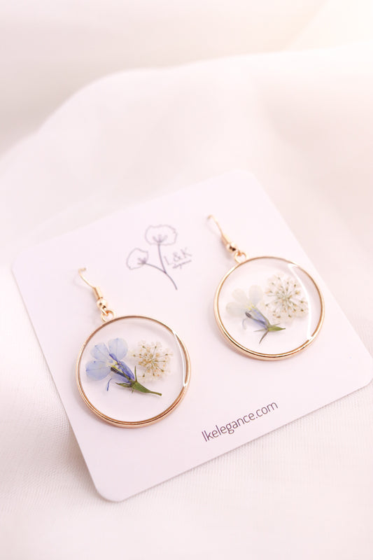 Forget Me Not Earrings Real Pressed Flower Earrings, Botanical Clear Resin Wildflower Earring, Perfect Gift For Her
