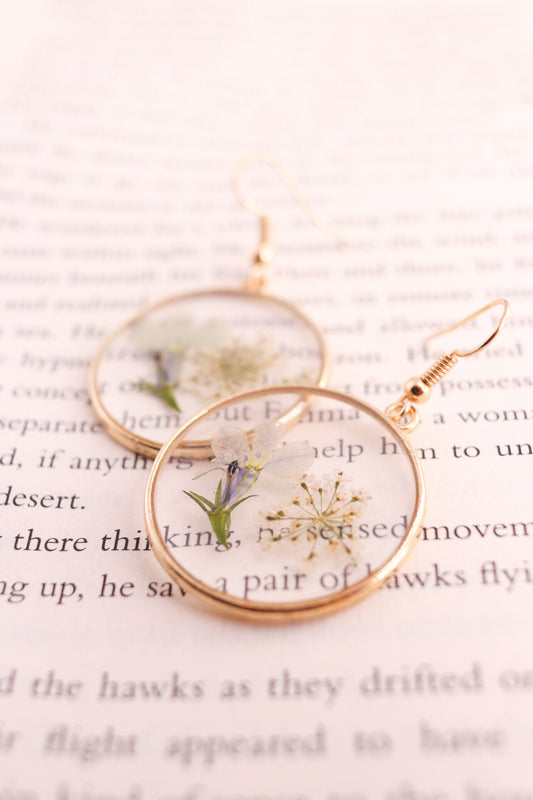 Forget Me Not Earrings Real Pressed Flower Earrings, Botanical Clear Resin Wildflower Earring, Perfect Gift For Her