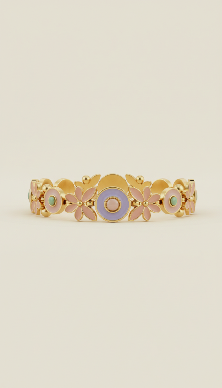 Dusty Blush Bloom Gold Bracelet