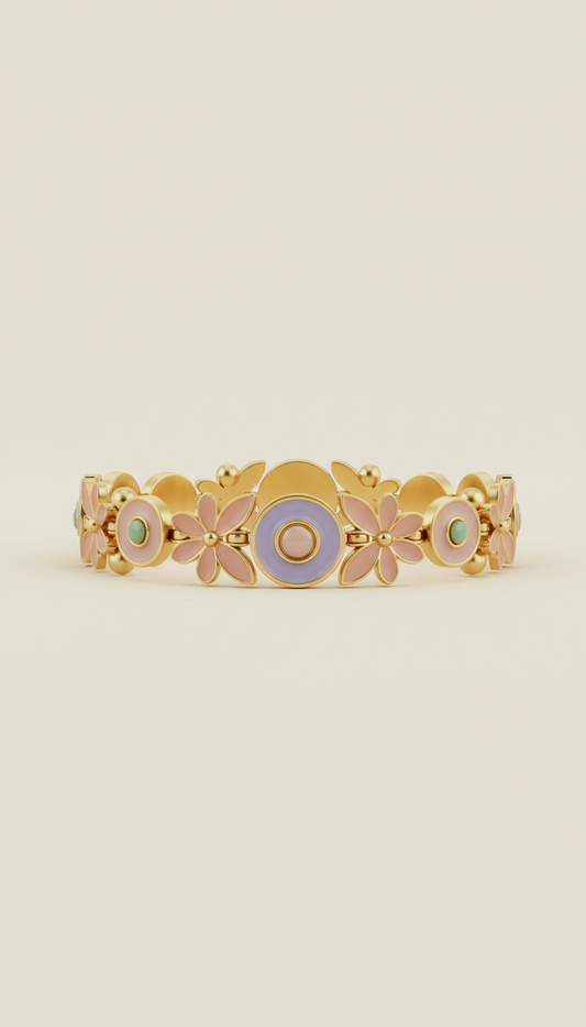 Dusty Blush Bloom Gold Bracelet