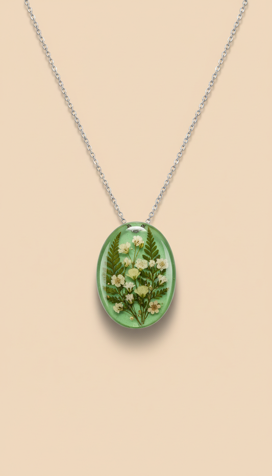 Garden Green Botanical Resin Necklace