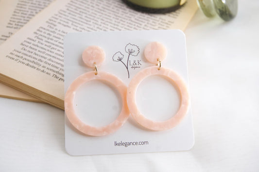 Pink Resin Hoop Earrings