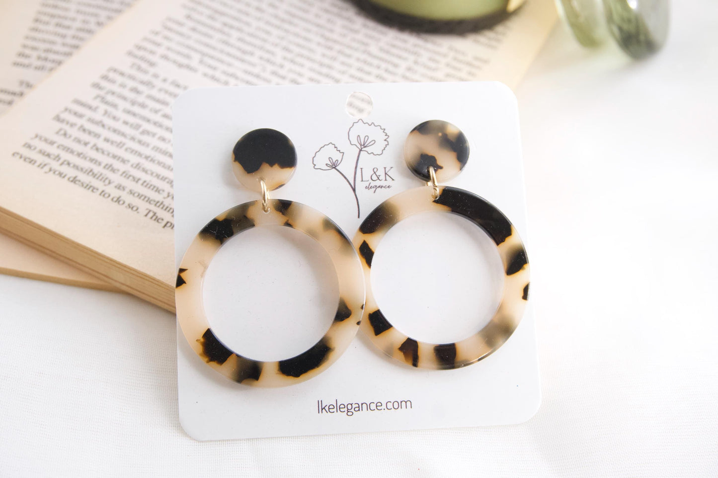 Tortoise Resin Hoop Earrings