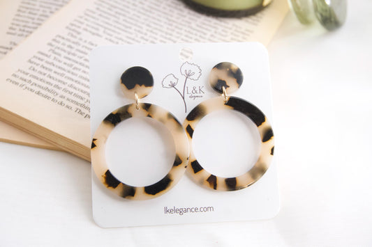 Tortoise Resin Hoop Earrings