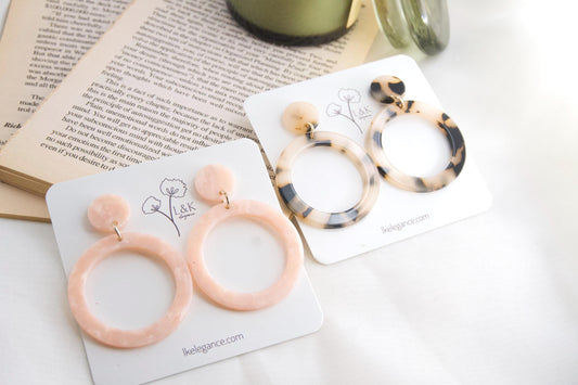 Pink Resin Hoop Earrings
