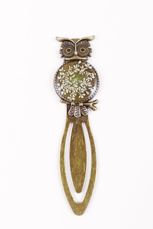 Vintage Bronze Flower Owl Bookmark Clip